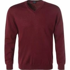 Blitzangebot 🔥 OLYMP V-Pullover Modern Fit 0150/10/39 Merinowolle, Bordeaux, Dunkelrot 😉
