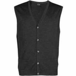 Billig ⭐ OLYMP Weste Modern Fit 0150/55/69 Strickweste, Merinowolle, Graphit 👍