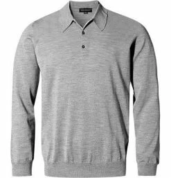 Aktion 🛒 John Smedley Polo Pullover Dorset silver Easy Fit, Merino Extrafine, Silbergrau meliert ⌛