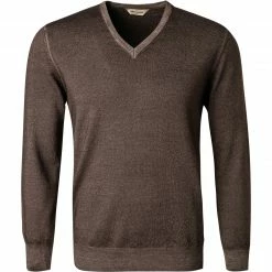 Neu 🔔 Gran Sasso V-Pullover 55115/22792/308 Merinowolle, Dunkelbraun meliert, Dunkelbraun 🎁