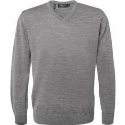 Am billigsten 🎁 Maerz V-Pullover 490400/544 Merinowolle, Grau meliert, Mittelgrau 🤩