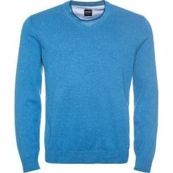Blitzangebot 😉 OLYMP V-Pullover Modern Fit 0160/10/11 Baumwolle, Bleu meliert, Bleu 💯