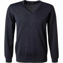 Angebote 👏 Maerz V-Pullover 490400/353 Merinowolle, Dunkelblau meliert, Rauchblau 🤩