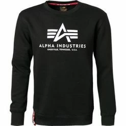Aktion ✔️ ALPHA INDUSTRIES Pullover Basic 178302/03 Sweatshirt, Baumwolle, Schwarz, Black ✨