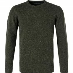 Angebote 🌟 Barbour Pullover Tisbury dark seaweed MKN0844GN79 Wolle-Seide, Moosgrün meliert ❤️