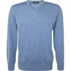 Coupon 🛒 Maerz V-Pullover 490400/316 Merinowolle, Hellblau meliert, Kornblumenblau 🤩