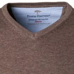 Brandneu ⌛ Fynch-Hatton Pullover SFPK 211/860 Baumwolle, Dunkelbraun meliert, Grau ⌛ -Pullover & Strickjacken Verkäufe 328563 norm2