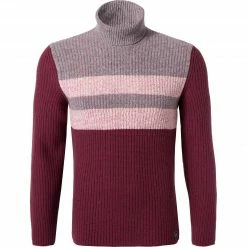Coupon 🔥 Marc O'Polo Pullover 930 6210 60192/936 Rollkragenpullover, Lammwolle, Bordeaux gestreift, Grau melange 🥰
