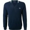 Top 10 🎉 Fred Perry V-Pullover K7525/608 Wolle, Dunkelblau ✔️