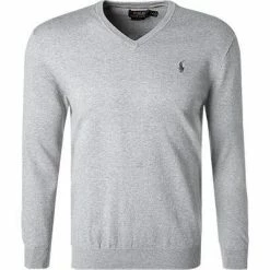 Schlussverkauf 🎁 Polo Ralph Lauren Pullover 710670789/002 Slim Fit, Pima Baumwolle, Hellgrau meliert, Hellgrau 🔔