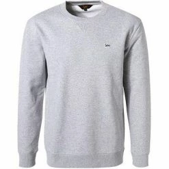 Großhandel 👏 Lee Plain Crew Sws grey mele L81ITJMP Sweatshirt, Regular Fit, Baumwolle, Hellgrau meliert 🤩