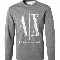 Brandneu ❤️ ARMANI EXCHANGE Pullover 8NZMPA/ZJ1ZZ/3930 Sweatshirt, Baumwolle, Grau , Grau 😉