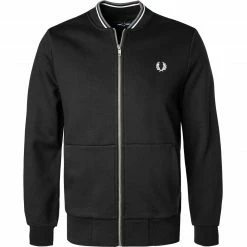 Billig ✔️ Fred Perry Sweatjacke J7504/184 Baumwolle, Schwarz, Kohlschwarz 👏