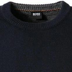 Auslauf 🥰 BOSS Pullover Kontreal 50434315/404 Wolle, Dunkelblau 🧨 -Pullover & Strickjacken Verkäufe 351322 norm2