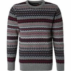 Bester Verkauf 💯 Barbour Pullover F/sile Crew mid grey MKN1027GY72 Wolle, Grau gemustert ❤️