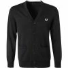 Coupon 👏 Fred Perry Cardigan K9551/102 Wolle, Schwarz 🎉