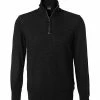Billig 👍 BOSS Pullover Madan 50435244/001 Troyer, Schurwolle, Schwarz 🧨