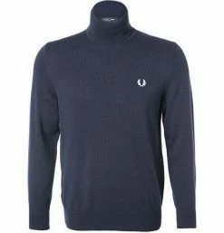 Budget 🥰 Fred Perry Pullover K9552/608 Rollkragenpullover, Wolle, Dunkelblau, Navy ⌛