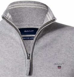 Billig 💯 Gant Pullover 86213/94 Troyer, Lammwolle, Hellgrau, Hellgrau meliert 😍 -Pullover & Strickjacken Verkäufe 357853 norm2