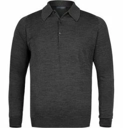 Am billigsten ❤️ John Smedley Polo Pullover Dorset charcoal Easy Fit, Merino Extrafine, Anthrazit meliert ✨