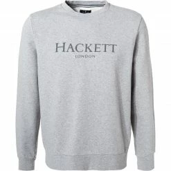 Brandneu ✨ HACKETT Sweatshirt HM580877/913 Classic Fit, Baumwolle, Hellgrau meliert, Hellgrau 😀