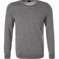 Großhandel 😉 BOSS Pullover Leno-P 50378575/041 Schurwolle, Hellgrau meliert, Silber 👏