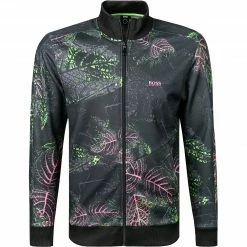 Schlussverkauf 🛒 BOSS Sweatjacke Skarley 50448202/001 Baumwolle, Schwarz-grün gemustert, Schwarz 🔔