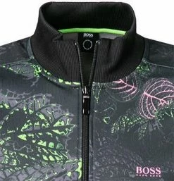 Schlussverkauf 🛒 BOSS Sweatjacke Skarley 50448202/001 Baumwolle, Schwarz-grün gemustert, Schwarz 🔔 -Pullover & Strickjacken Verkäufe 369943 norm2