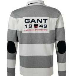 Coupon 🎁 Gant Rugbyshirt 2005062/93 Baumwoll-Jersey, Grau-weiß gestreift, Grau 🥰 -Pullover & Strickjacken Verkäufe 372894 norm2