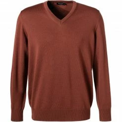 Coupon 😀 Maerz V-Pullover 490400/470 Merinowolle, Braun, Orangenbraun 🔥