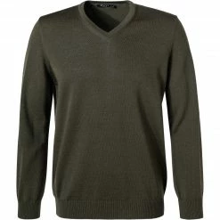 Aktion 🎁 Maerz V-Pullover 470400/286 Modern Fit, Merinowolle, Dunkelgrün 🔔