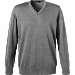 Angebote ⌛ Maerz V-Pullover 470400/544 Modern Fit, Merinowolle, Hellgrau meliert, Hellgrau 😉
