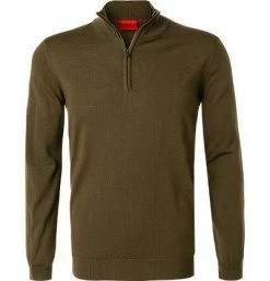 Billig 👍 HUGO Pullover San Gottardo 50455990/304 Troyer, Schurwolle, Dunkelolive ✔️ -Pullover & Strickjacken Verkäufe 373298 norm