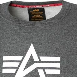 Neu ❤️ ALPHA INDUSTRIES Sweatshirt Basic 178302/597 Baumwolle, Dunkelgrau meliert, Dunkelgrau 👏 -Pullover & Strickjacken Verkäufe 373421 norm2
