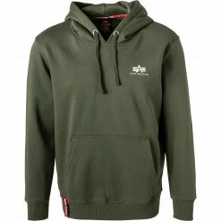 Bestpreis 🤩 ALPHA INDUSTRIES Basic Hoody Small Logo 196318/142 Hoodie, Baumwolle, Dunkelolivgrün, Dunkelolive ⌛