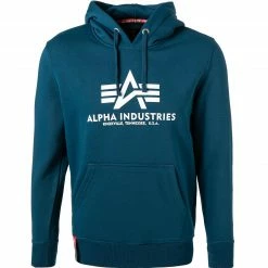 Budget 👍 ALPHA INDUSTRIES Hoodie Basic 178312/579 Baumwolle, Navy, Naval blue ⌛