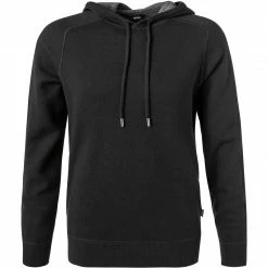 Schlussverkauf 😍 BOSS Pullover Neptune 50457715/001 Kapuzenpullover, Schurwolle, Schwarz 👏