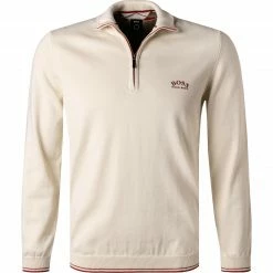 Am billigsten ✨ BOSS Pullover Zitom 50456100/131 Troyer, Baumwolle, Ecru ✔️