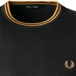 Bestpreis 😍 Fred Perry Pullover K9601/P11 Wolle-Baumwolle, Schwarz, Schwarz-dunkelkaramell 💯 -Pullover & Strickjacken Verkäufe 375200 norm2