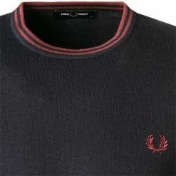 Am billigsten ❤️ Fred Perry Pullover K9601/264 Wolle-Baumwolle, Navy, Navy-aubergine 😀 -Pullover & Strickjacken Verkäufe 375201 norm2
