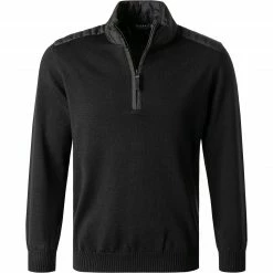 Auslauf 🧨 Maerz Pullover 4201/595 Troyer, Baumwolle, Schwarz 👏