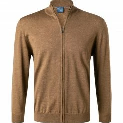 Schlussverkauf 🎁 OLYMP Casual Modern Fit Cardigan 0150/31/28 Strickjacke, Merinowolle extrafein, Braun meliert, Braun ⌛