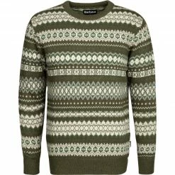 Angebote 🛒 Barbour Pullover Fair Isle Crew olive MKN1027OL53 Wolle, Olivgrün gemustert 👏