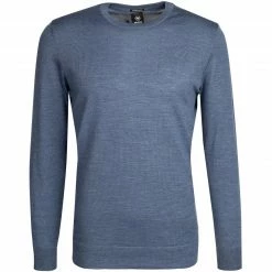 Blitzangebot 🌟 Strellson Pullover Marek 30027986/413 Merinowolle extrafein, 👖 Jeansblau meliert, 👖 Jeansblau 🔔