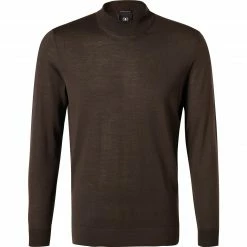 Bestes Angebot 😀 Strellson Pullover Marek 30027988/251 Stehkragenpullover, Merinowolle extrafein, Dunkelbraun 🎁