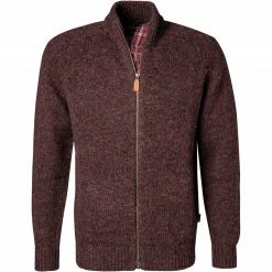 Großhandel 🌟 Barbour Pullover Calder winter red MKN1352RE24 Strickjacke, Wolle, Dunkelrot meliert 👍