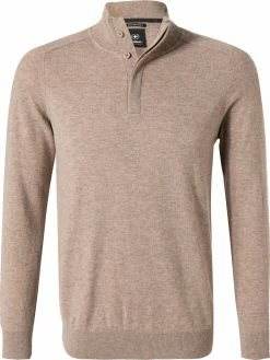 Auslauf 🌟 Strellson Pullover Luka 30028009/261 Troyer, Lammwolle, Taupe meliert, Taupe 🛒