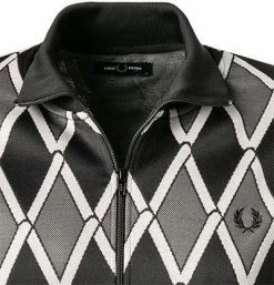 Bestpreis 🛒 Fred Perry Sweatjacke J2538/102 Baumwolle, Schwarz-grau gemustert, Schwarz 🌟 -Pullover & Strickjacken Verkäufe 376523 norm2