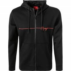 Aktion ❤️ HUGO Sweatjacke Dampari 50457100/001 Baumwolle, Schwarz 🤩