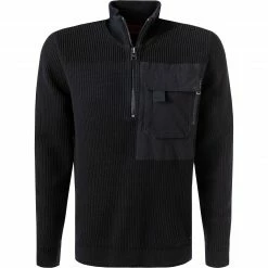 Bestpreis ❤️ HUGO Pullover Squato 50456043/410 Troyer, Baumwolle-Schurwolle, Navy 👍